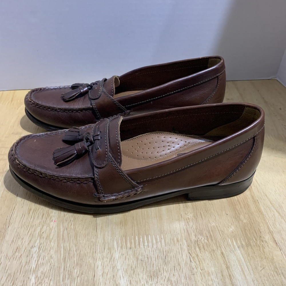 Vintage Bass Mens Leather Loafers Tassel Kiltie Slip On Shoes Size 8M‎